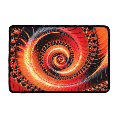 Orange Fractal Print Kitchen Mat