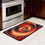 Orange Fractal Print Kitchen Mat