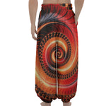 Orange Fractal Print Lantern Pants