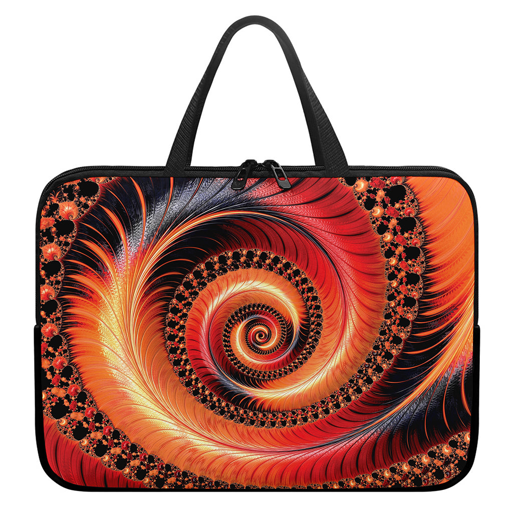 Orange Fractal Print Laptop Sleeve With Handle