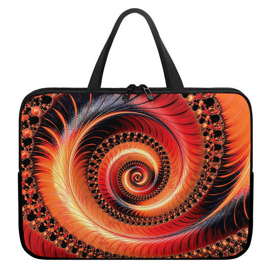 Orange Fractal Print Laptop Sleeve With Handle