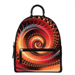 Orange Fractal Print Leather Backpack