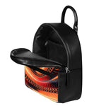 Orange Fractal Print Leather Backpack