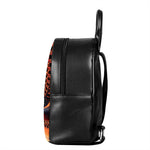 Orange Fractal Print Leather Backpack