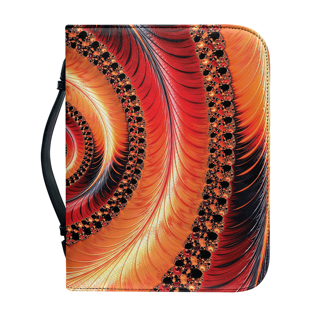 Orange Fractal Print Leather Bible Cover