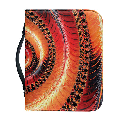 Orange Fractal Print Leather Bible Cover