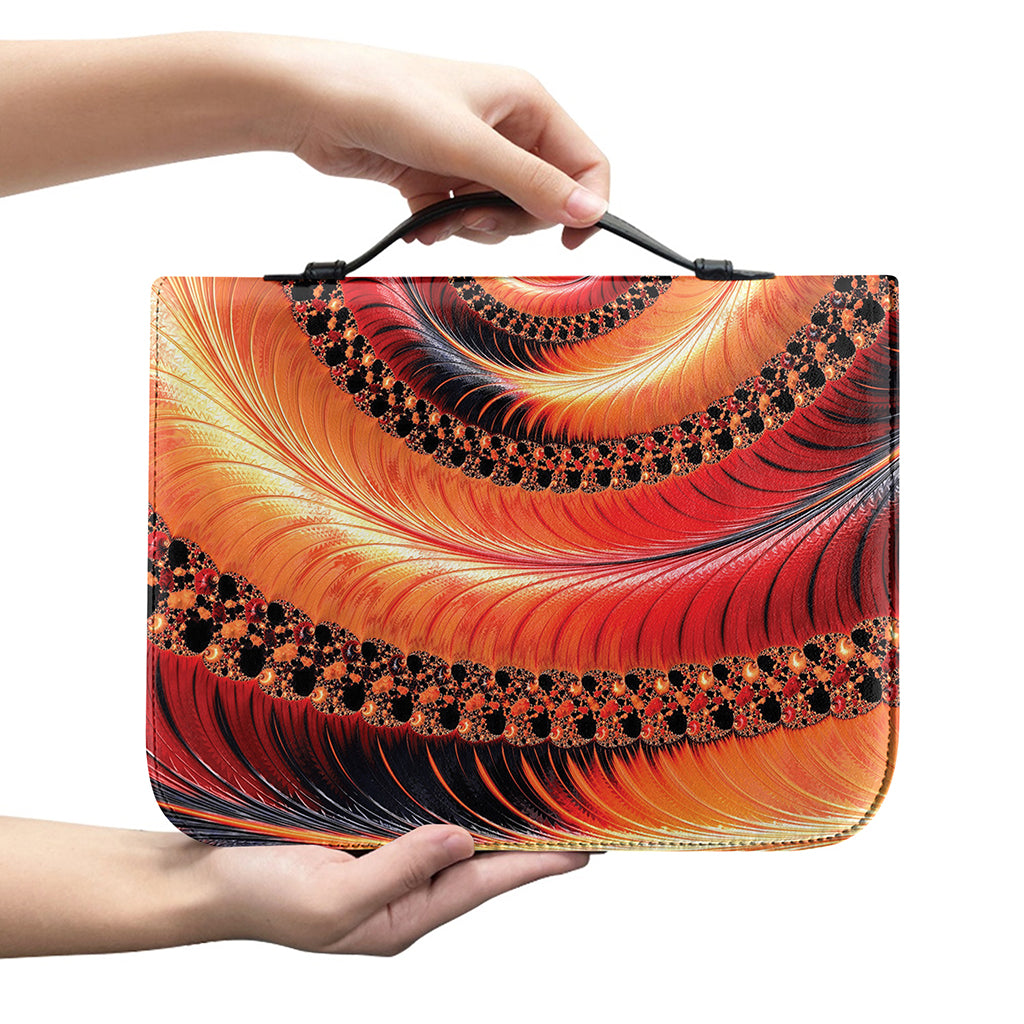 Orange Fractal Print Leather Bible Cover