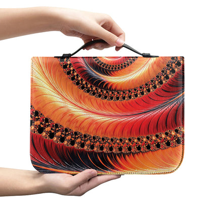 Orange Fractal Print Leather Bible Cover
