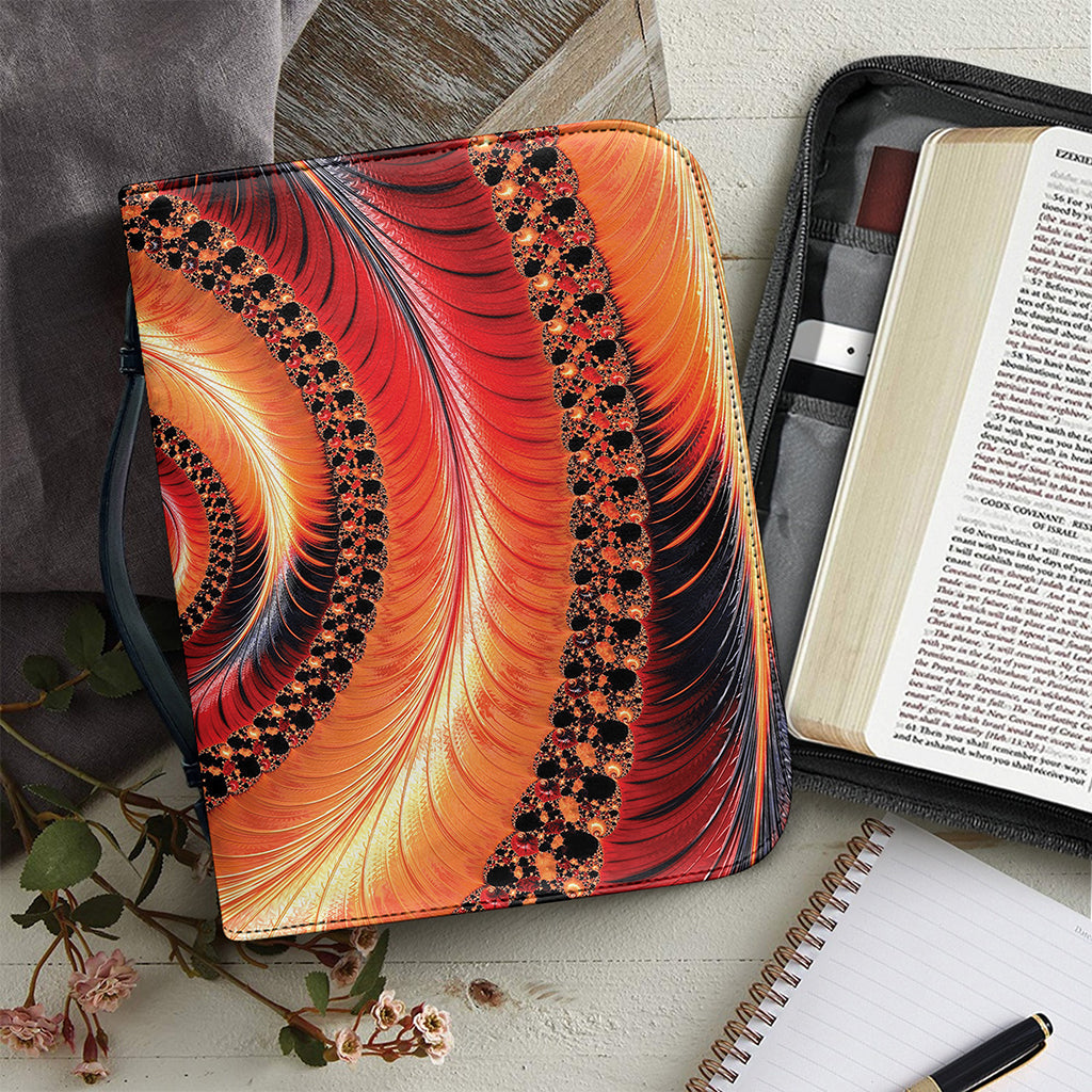 Orange Fractal Print Leather Bible Cover