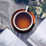 Orange Fractal Print Leather Coaster Set