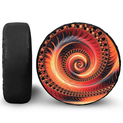 Orange Fractal Print Leather Spare Tire Cover