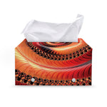 Orange Fractal Print Leather Tissue Box Cover