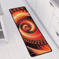 Orange Fractal Print Long Kitchen Mat
