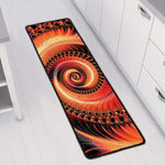 Orange Fractal Print Long Kitchen Mat