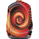 Orange Fractal Print Long Sleeve Baseball Jersey