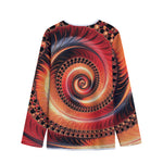 Orange Fractal Print Long Sleeve Short Coat