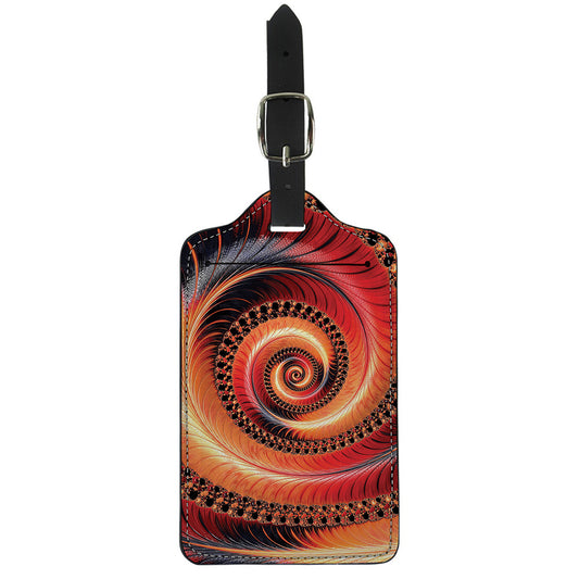 Orange Fractal Print Luggage Tag