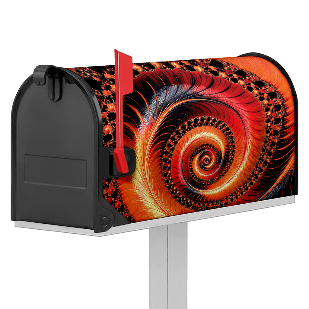 Orange Fractal Print Mailbox Cover