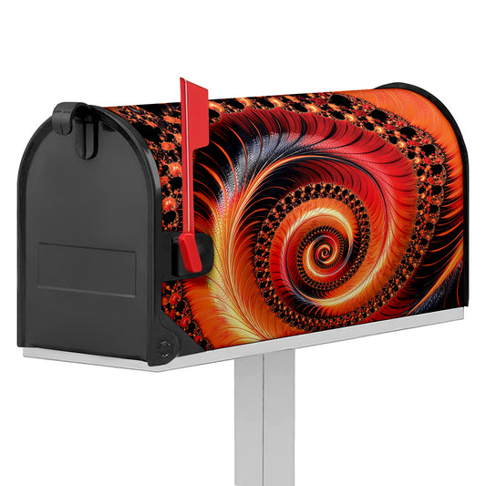 Orange Fractal Print Mailbox Cover
