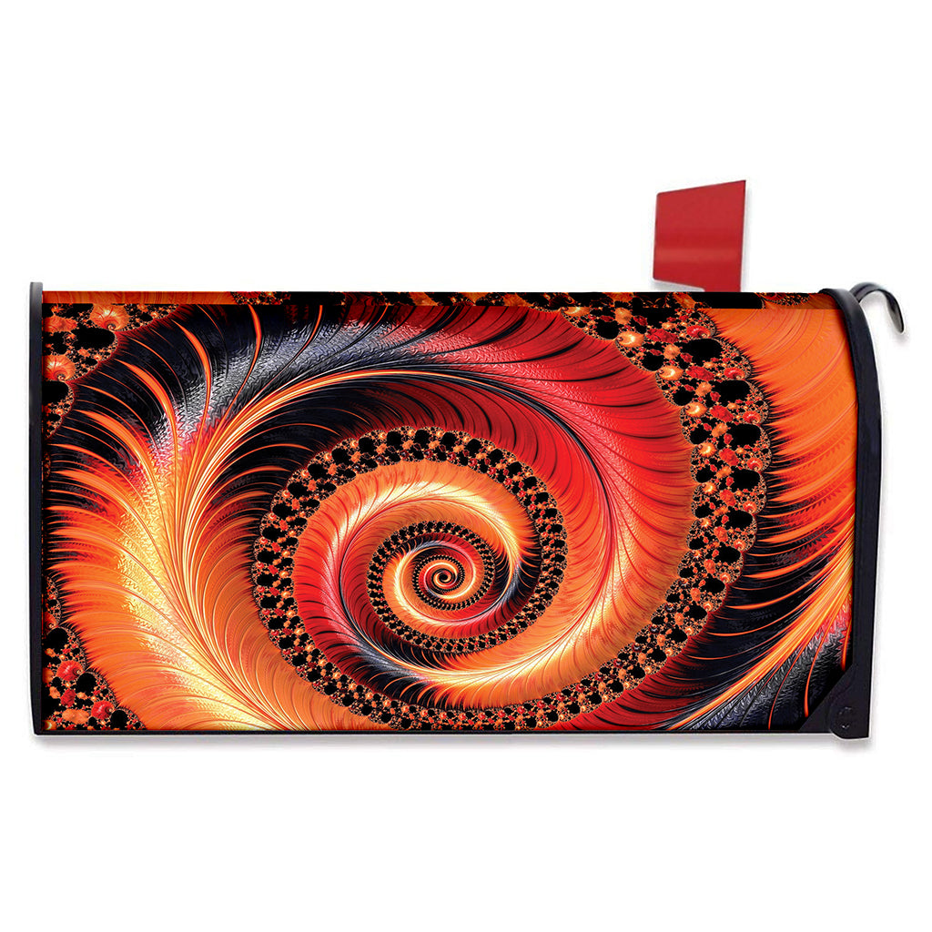 Orange Fractal Print Mailbox Cover
