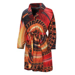 Orange Fractal Print Men's Bathrobe