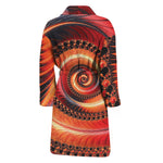 Orange Fractal Print Men's Bathrobe