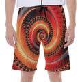 Orange Fractal Print Men's Beach Shorts