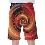 Orange Fractal Print Men's Beach Shorts