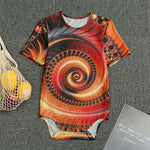 Orange Fractal Print Men's Bodysuit