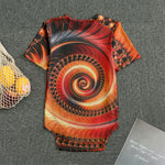 Orange Fractal Print Men's Bodysuit
