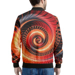 Orange Fractal Print Men's Bomber Jacket