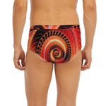 Orange Fractal Print Men's Briefs