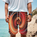 Orange Fractal Print Men's Cargo Shorts
