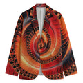 Orange Fractal Print Men's Cotton Blazer