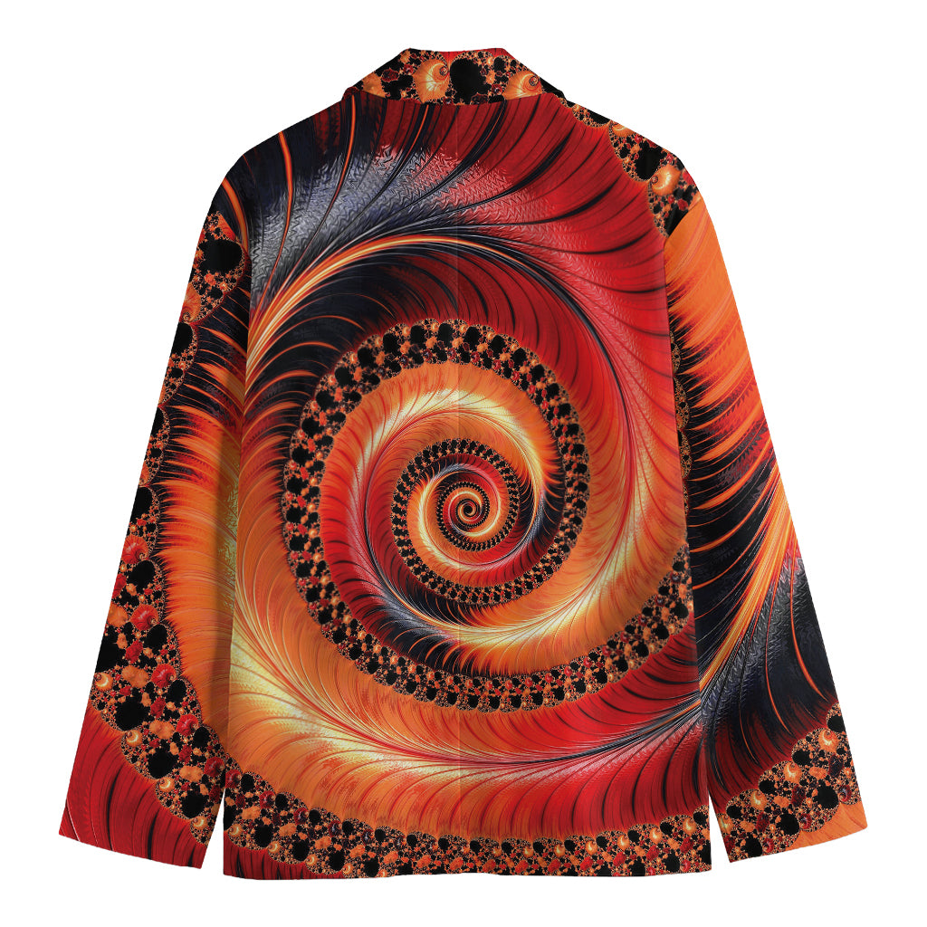 Orange Fractal Print Men's Cotton Blazer