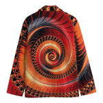 Orange Fractal Print Men's Cotton Blazer
