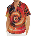 Orange Fractal Print Men's Deep V-Neck Shirt