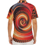 Orange Fractal Print Men's Deep V-Neck Shirt