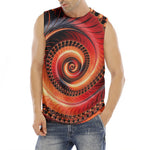 Orange Fractal Print Men's Fitness Tank Top