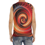 Orange Fractal Print Men's Fitness Tank Top