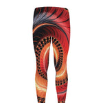 Orange Fractal Print Men's leggings