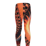 Orange Fractal Print Men's leggings