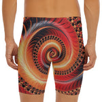 Orange Fractal Print Men's Long Boxer Briefs