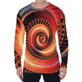 Orange Fractal Print Men's Long Sleeve T-Shirt