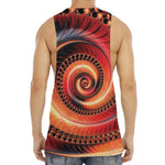 Orange Fractal Print Men's Muscle Tank Top