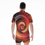 Orange Fractal Print Men's Rompers