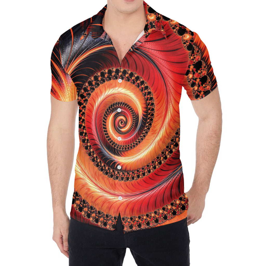 Orange Fractal Print Men's Shirt