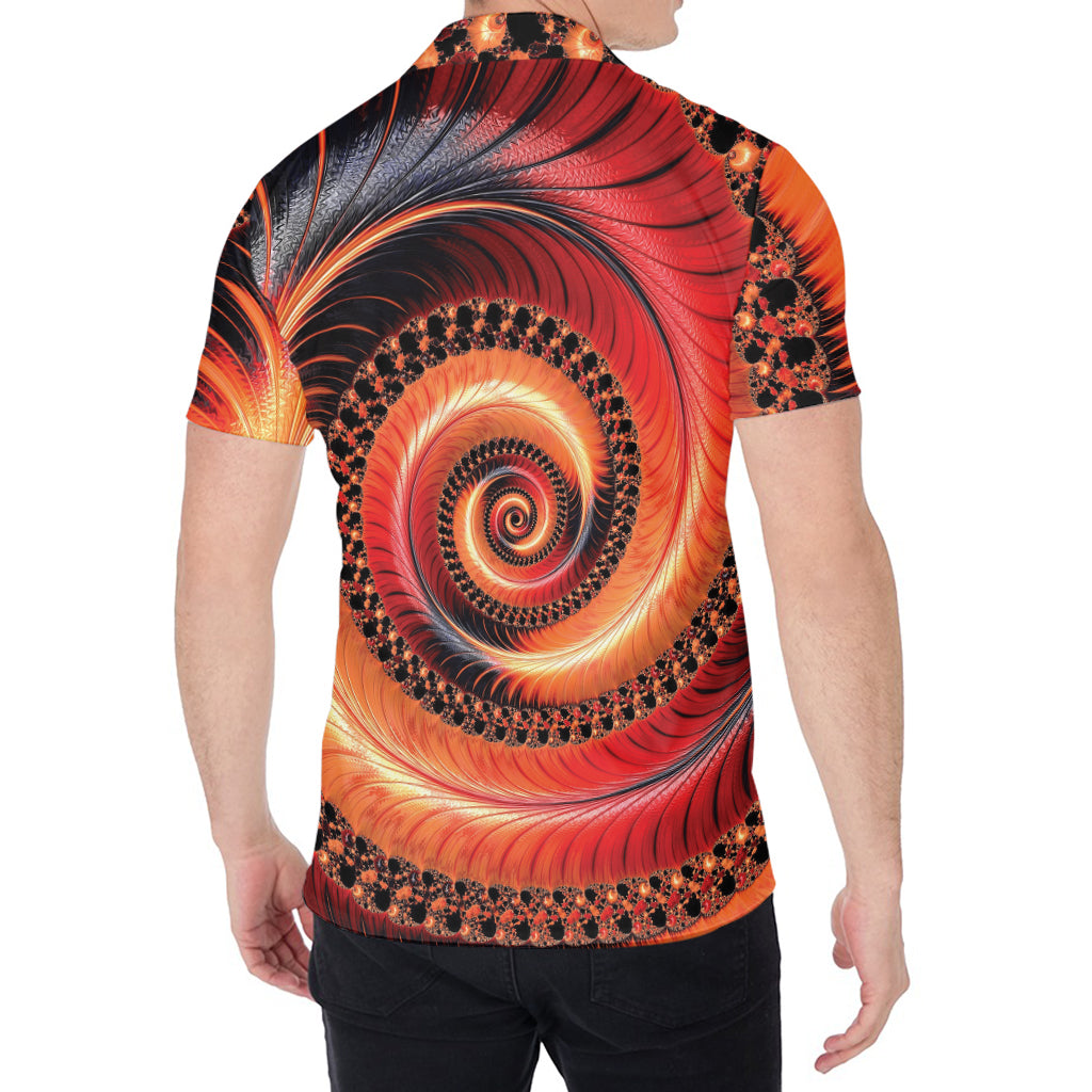 Orange Fractal Print Men's Shirt