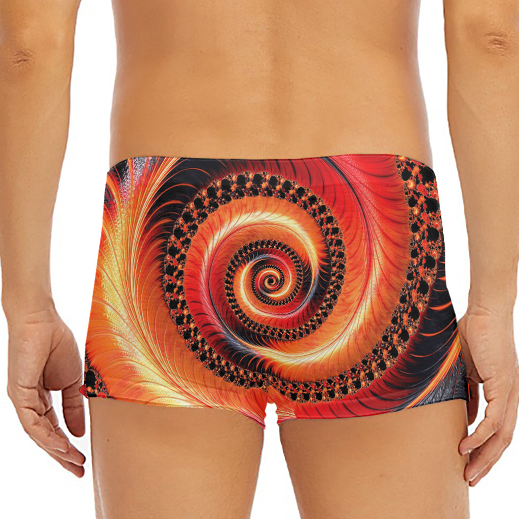 Orange Fractal Print Men's Short Boxer Briefs