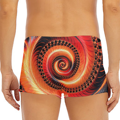 Orange Fractal Print Men's Short Boxer Briefs